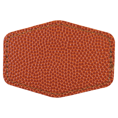3" x 2" Basketball Hex Leatherette Patch with Pro Adhesive – item PTH916 image 2