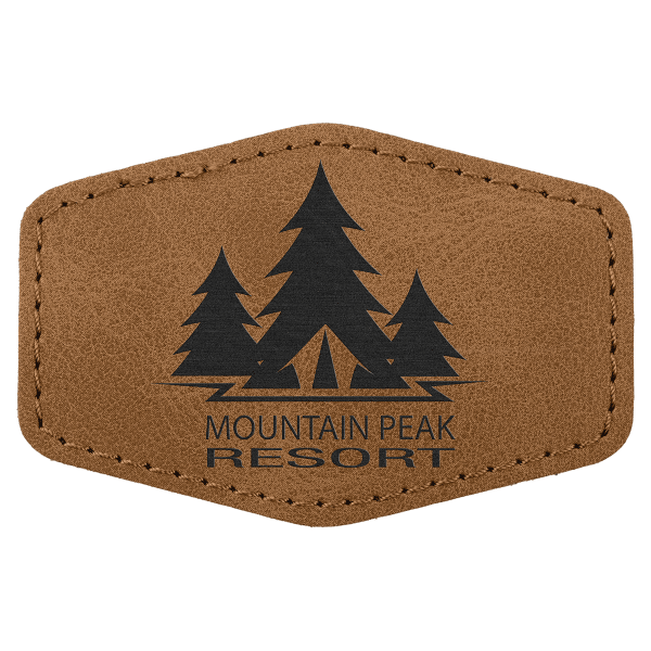 3" x 2" Medium Brown Hex Leatherette Patch with Pro Premier – item PTH918 image 3