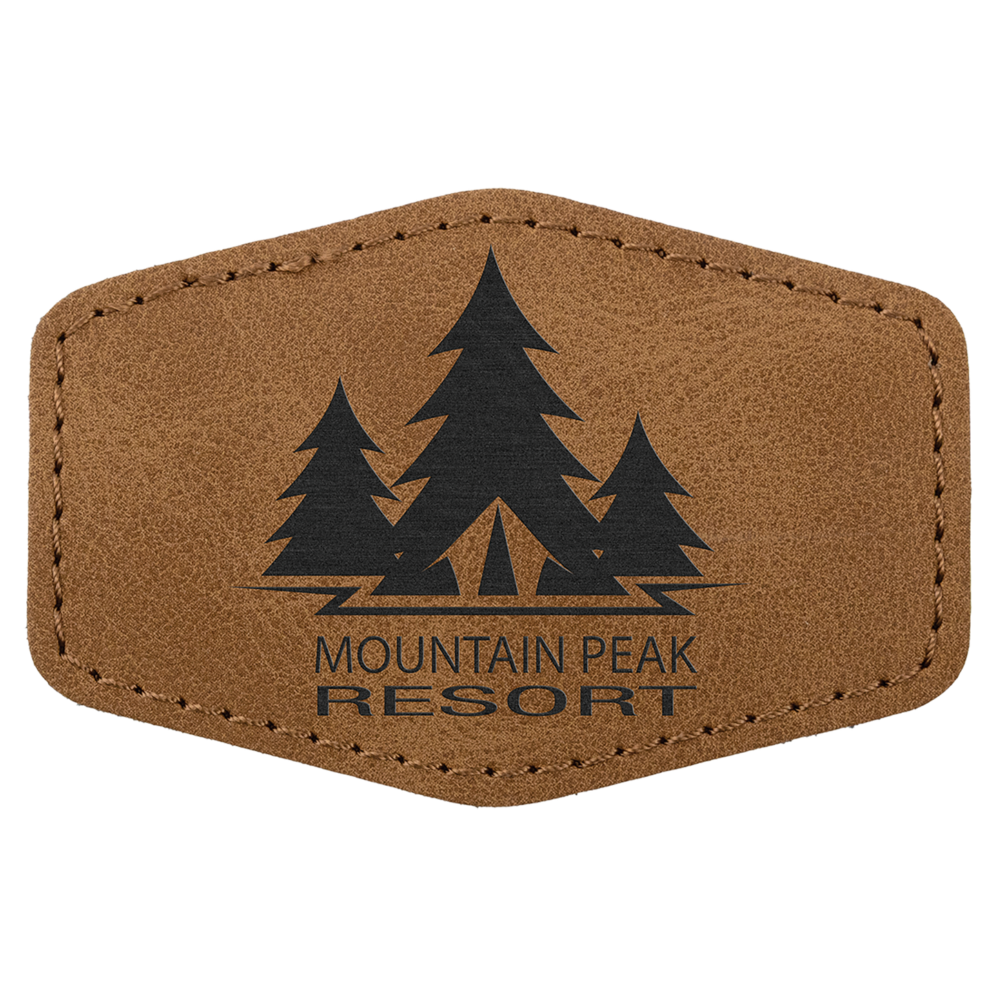 3" x 2" Medium Brown Hex Leatherette Patch with Pro Premier – item PTH918
