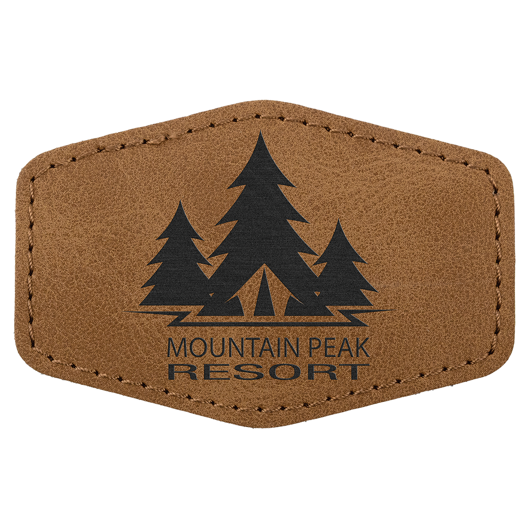 3" x 2" Medium Brown Hex Leatherette Patch with Pro Premier – item PTH918