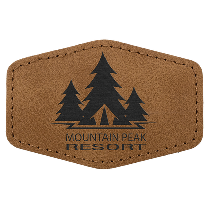 3" x 2" Medium Brown Hex Leatherette Patch with Pro Premier – item PTH918