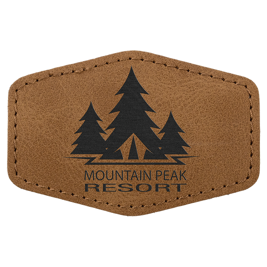3" x 2" Medium Brown Hex Leatherette Patch with Pro Premier – item PTH918