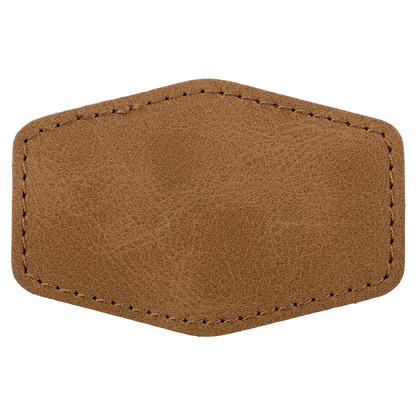 3" x 2" Medium Brown Hex Leatherette Patch with Pro Premier – item PTH918 image 2