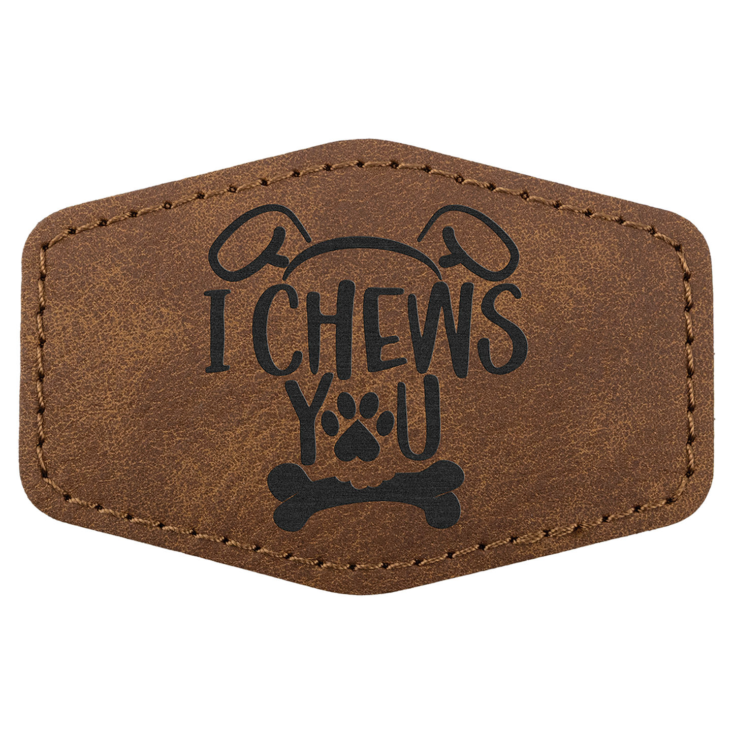 3" x 2" Dark Brown Hex Leatherette Patch with Pro Premier – item PTH919