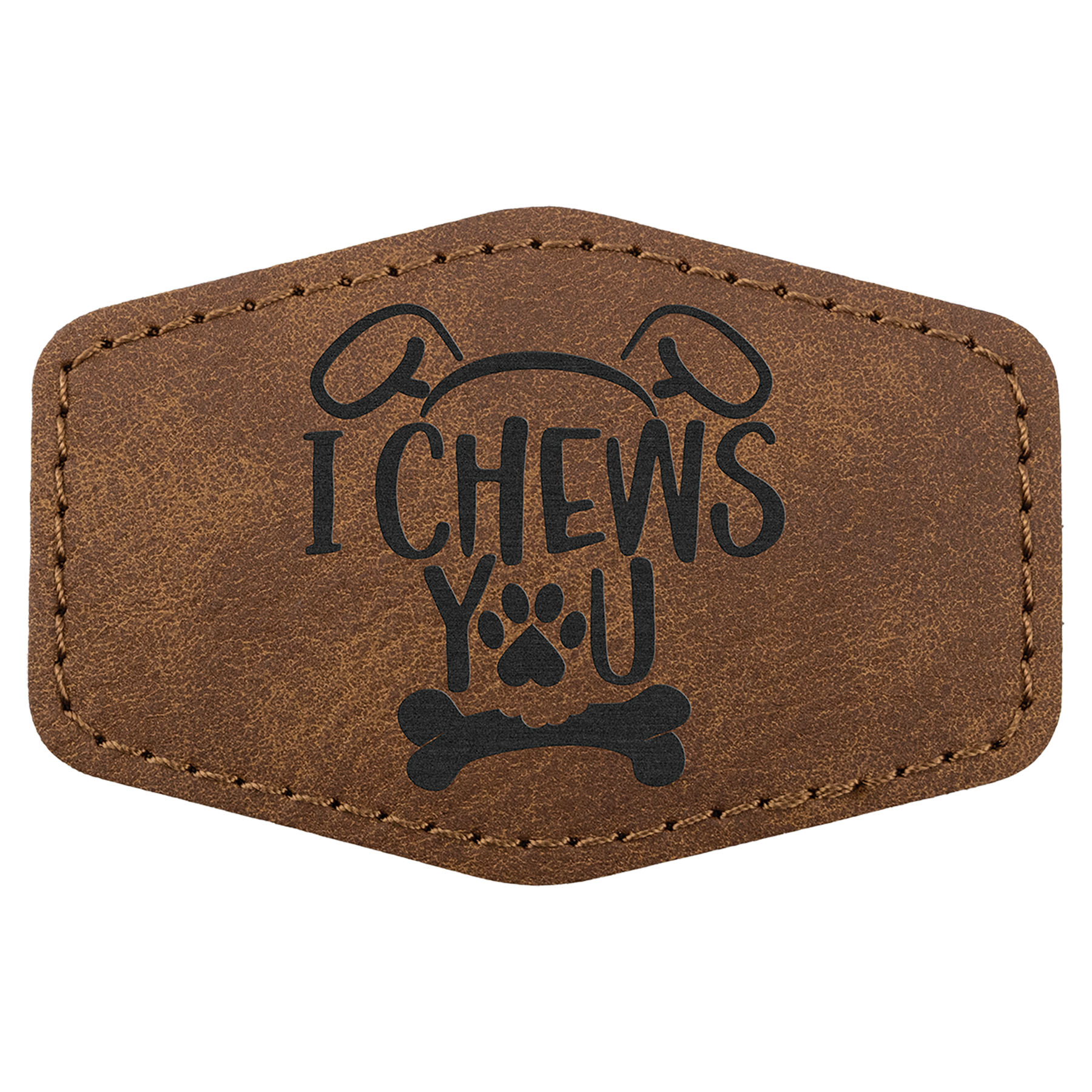 3" x 2" Dark Brown Hex Leatherette Patch with Pro Premier – item PTH919