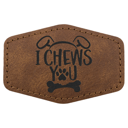 3" x 2" Dark Brown Hex Leatherette Patch with Pro Premier – item PTH919