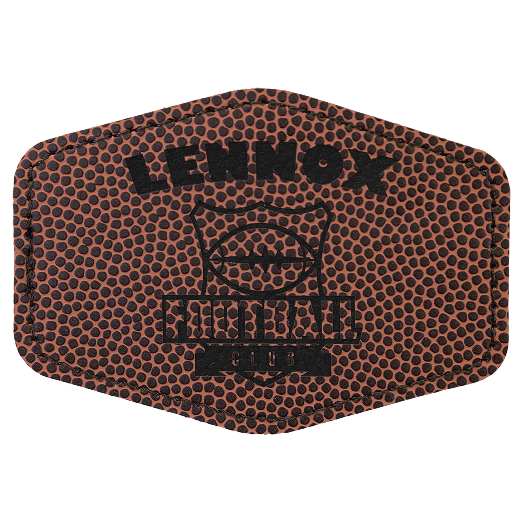 3.5" x 2.5" Football Hex Leatherette Patch with Pro Adhesive – item PTH965