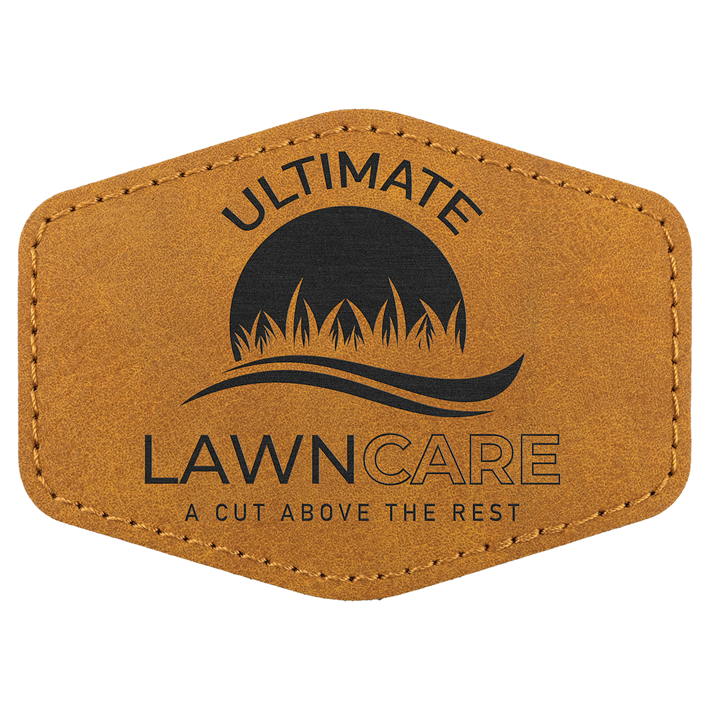 3.5" x 2.5" Light Brown Hex Leatherette Patch Premier – item PTH967
