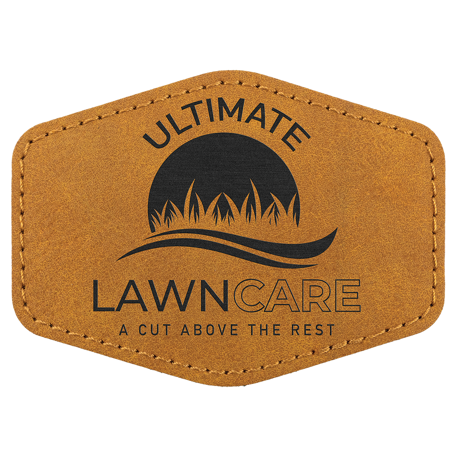 3.5" x 2.5" Light Brown Hex Leatherette Patch Premier – item PTH967