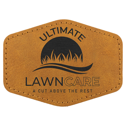 3.5" x 2.5" Light Brown Hex Leatherette Patch Premier – item PTH967
