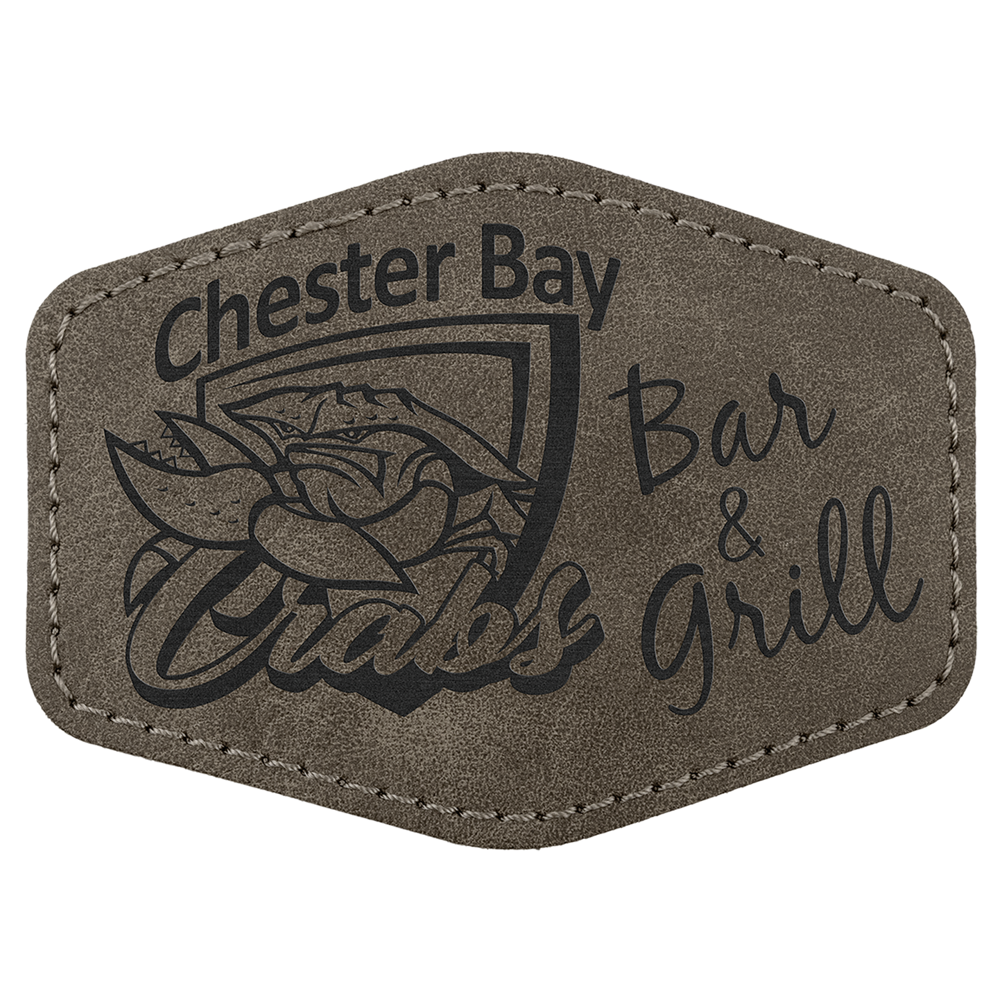 3.5" x 2.5" Dark Gray Hex Leatherette Patch with Pro Premier – item PTH973