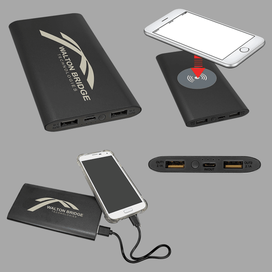8000MAH Power Bank & Wireless Anodized Aluminum – item PWR801C