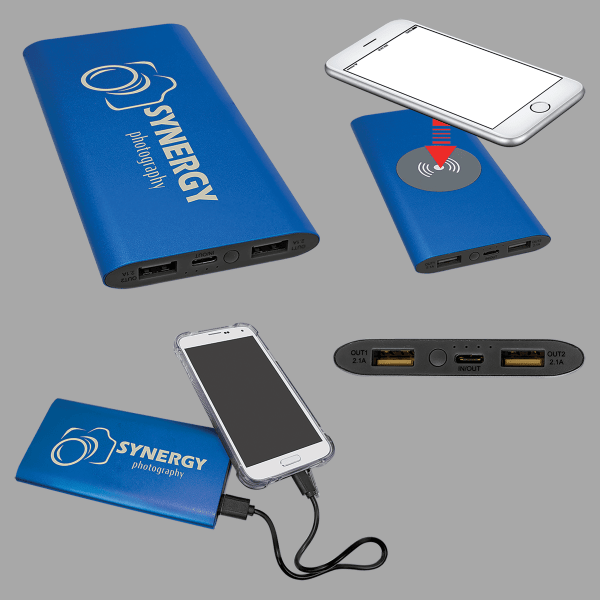 8000MAH Power Bank & Wireless Anodized Aluminum – item PWR803C