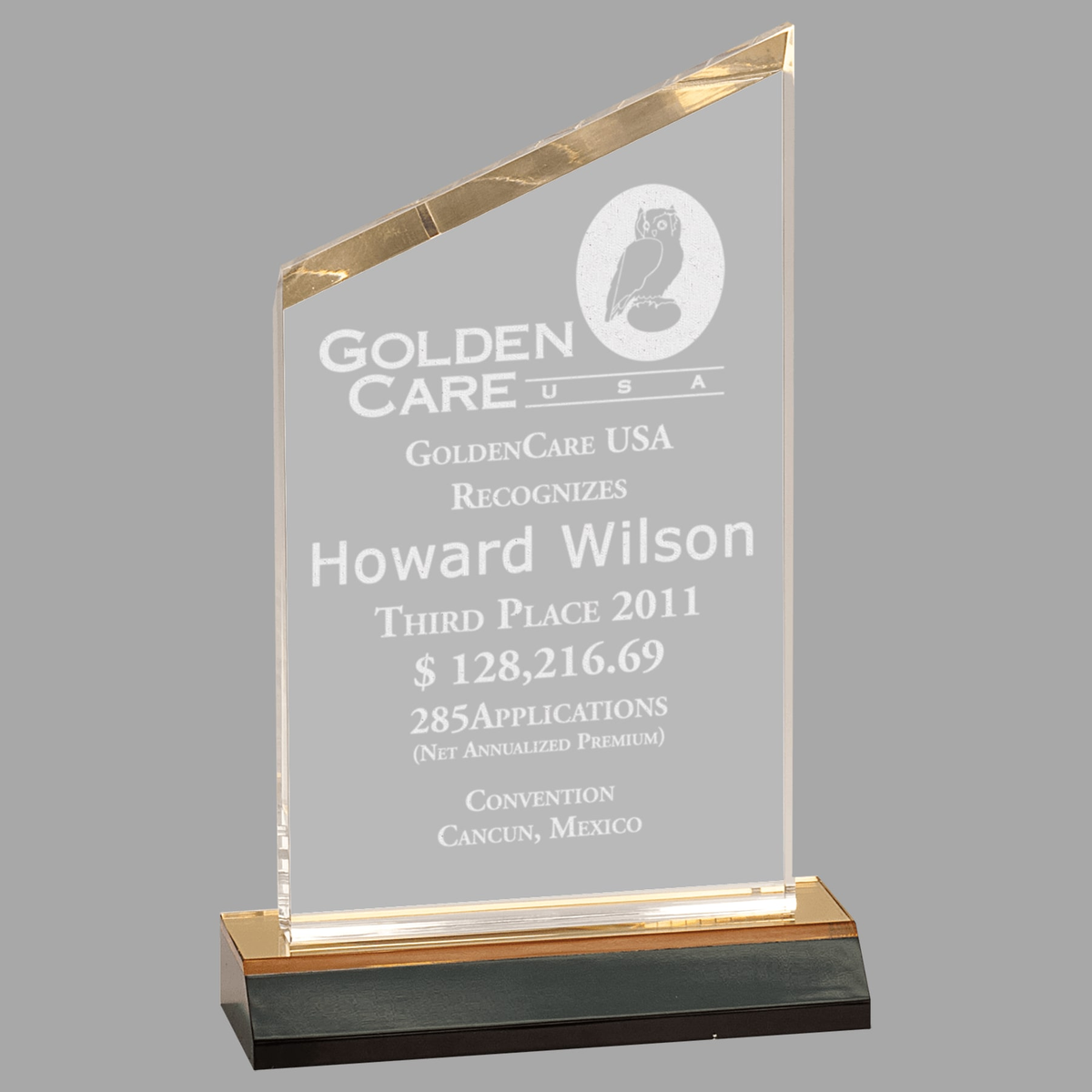 5" x 10" Gold Reflection Beveled Peak Acrylic with 6" Gold Mirror Base — RBP10