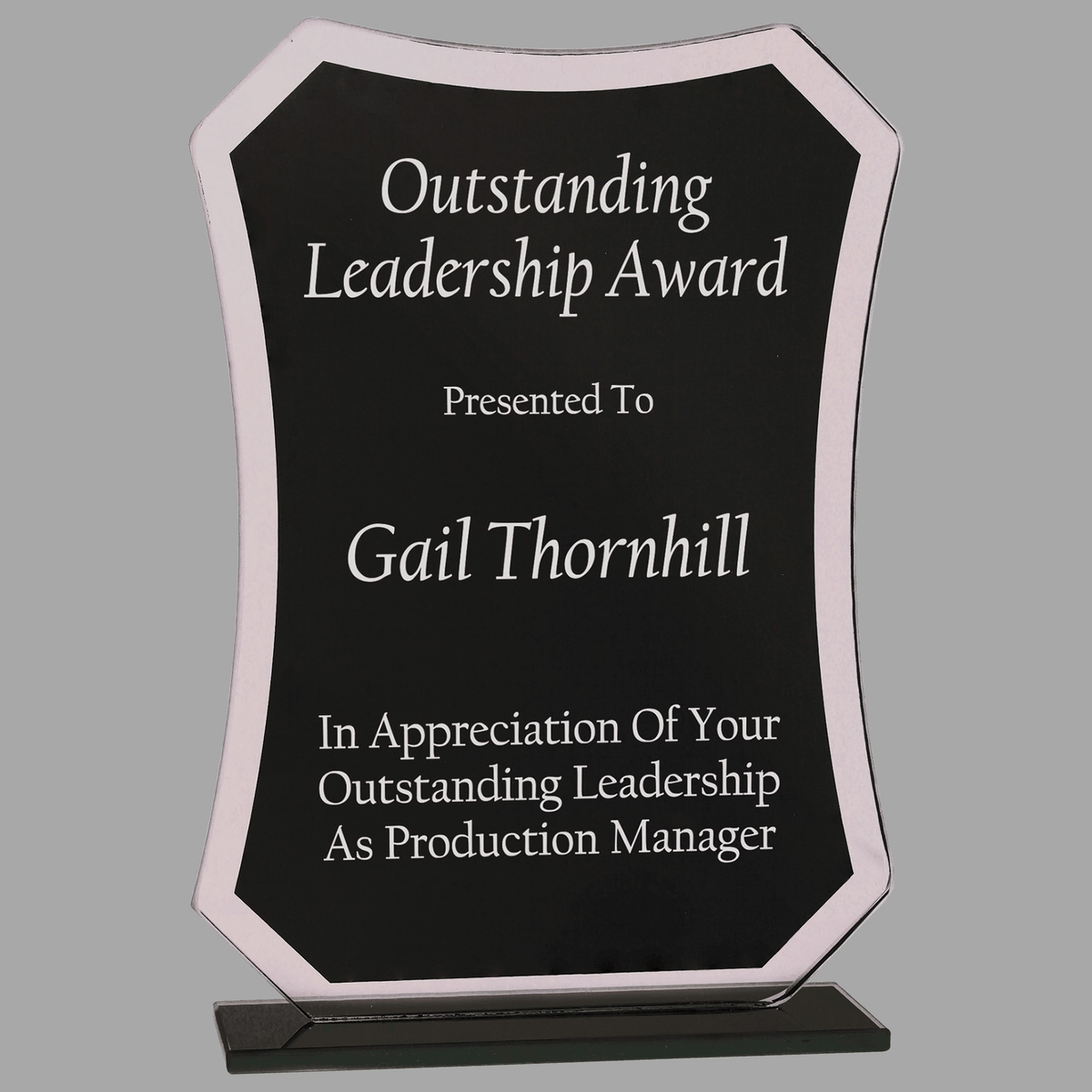 6 1/2" Black Rectangle Reflection Glass Award — RFG11