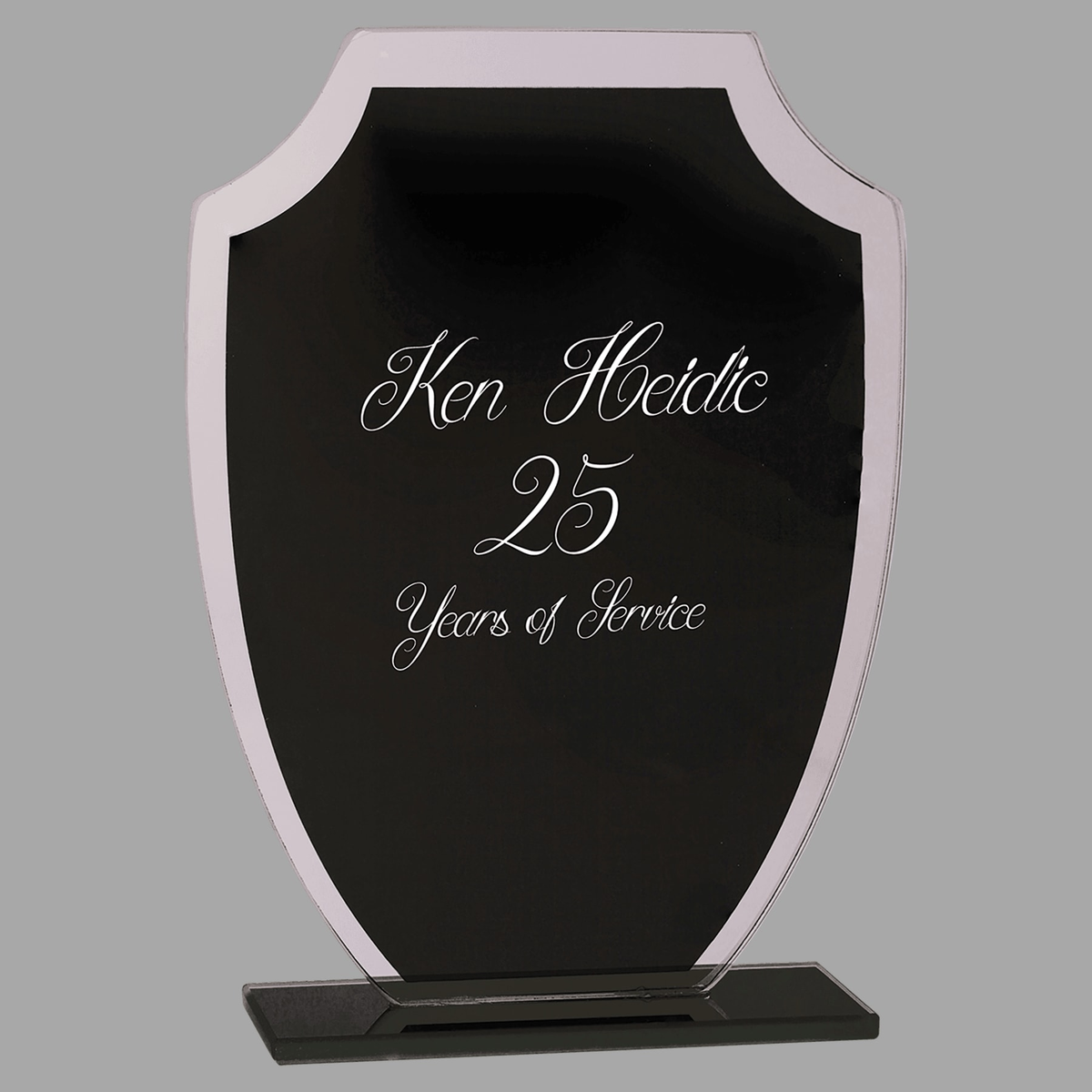 6 1/2" Black Shield Reflection Glass Award — RFG21
