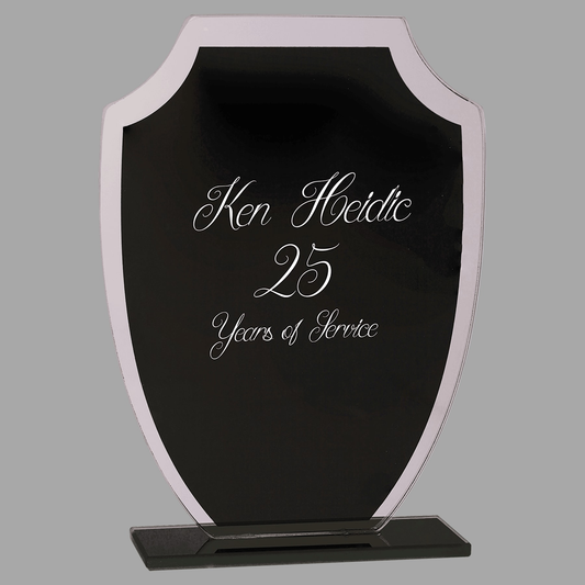 6 1/2" Black Shield Reflection Glass Award — RFG21