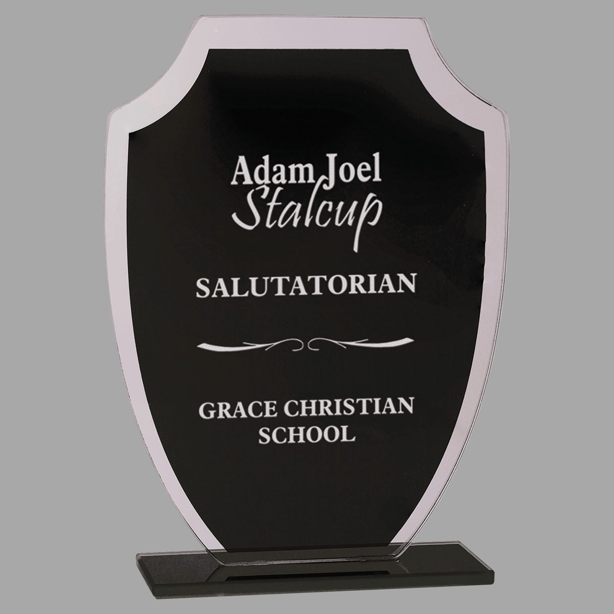 7 1/4" Black Shield Reflection Glass Award — RFG22
