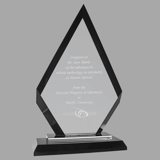9" Diamond Regal Glass Award – item RGL12BK