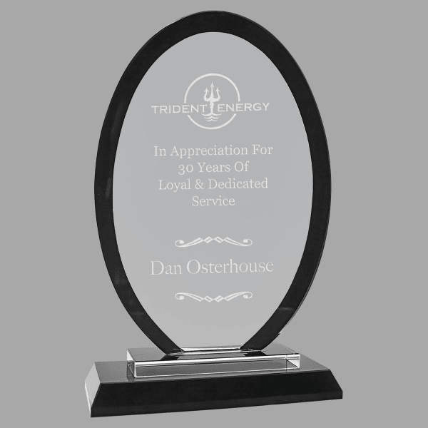 7.5" Oval Regal Glass Award – item RGL15BK
