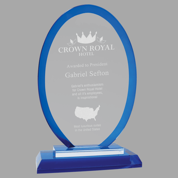 7.5" Oval Regal Glass Award – item RGL15BU