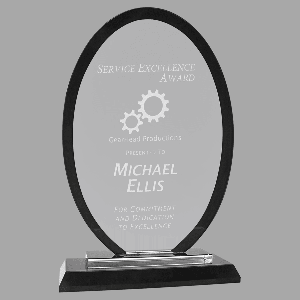 9" Oval Regal Glass Award – item RGL16BK