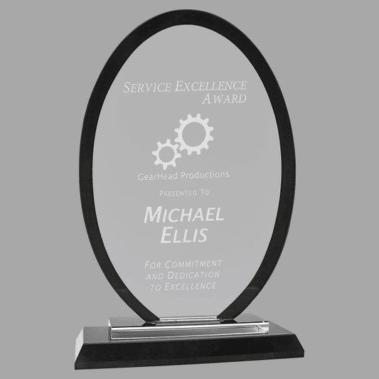 9" Oval Regal Glass Award – item RGL16BK