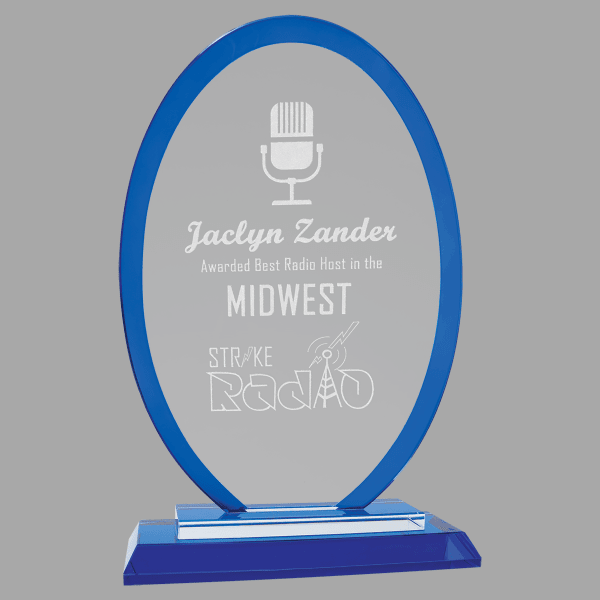 9" Oval Regal Glass Award – item RGL16BU