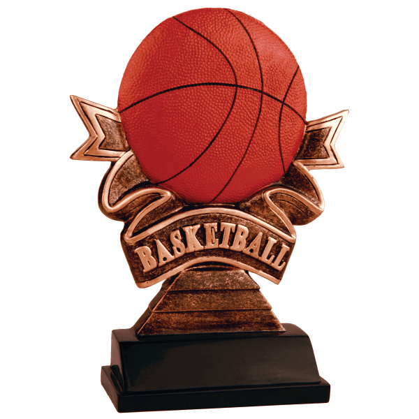 7" Basketball Ribbon Resin Award – item RR702