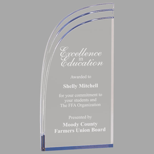 4" X 8 Wave Stand Acrylic Award – item SAS102BU