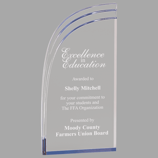 4" X 8 Wave Stand Acrylic Award – item SAS102BU