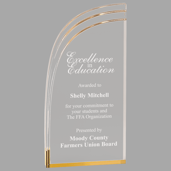 4" X 8 Wave Stand Acrylic Award – item SAS202G image 2