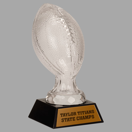 7 1/2" Glass Football with Marble Base — SBG103