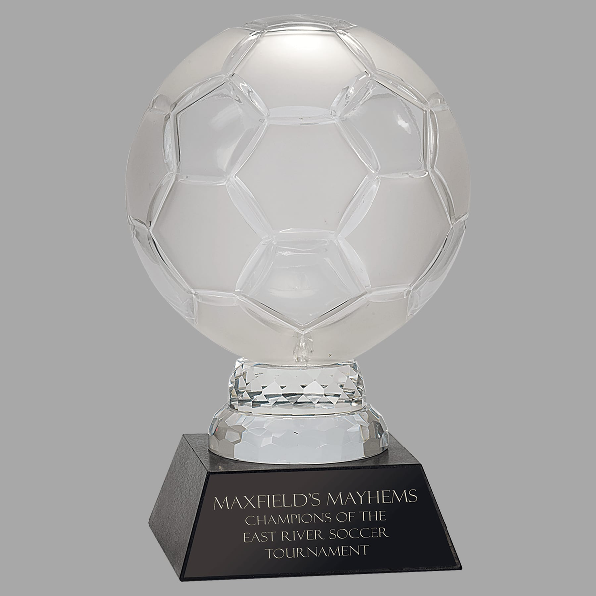 12" Glass Soccer Ball with Marble Base — SBG104