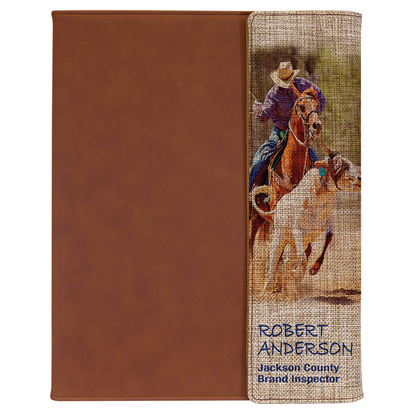 9.5" x 12" Rawhide Burlap Leatherette Portfolio – item SBL350 image 2