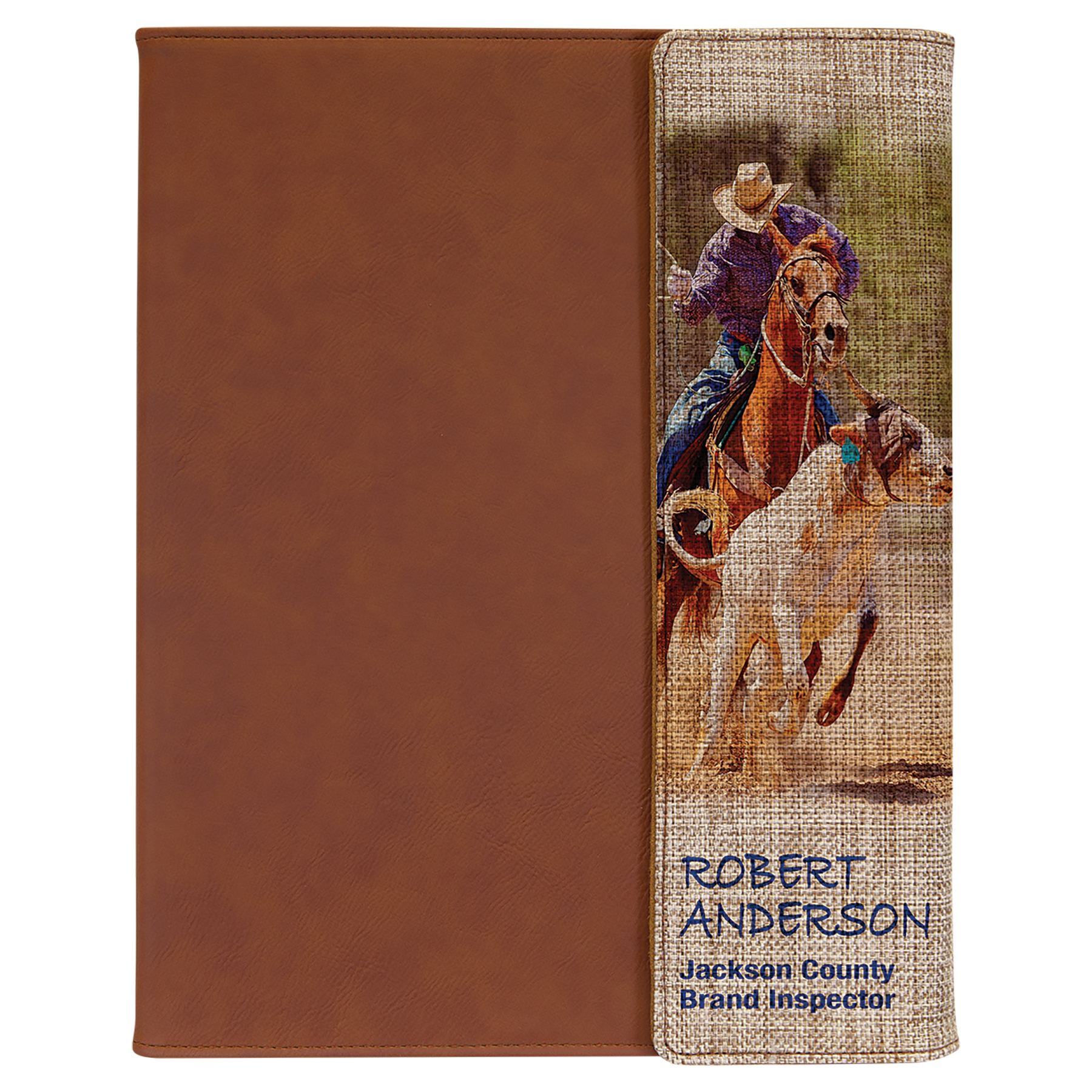 9.5" x 12" Rawhide Burlap Leatherette Portfolio – item SBL350 image 2