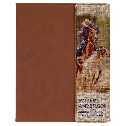 9.5" x 12" Rawhide Burlap Leatherette Portfolio – item SBL350 image 2