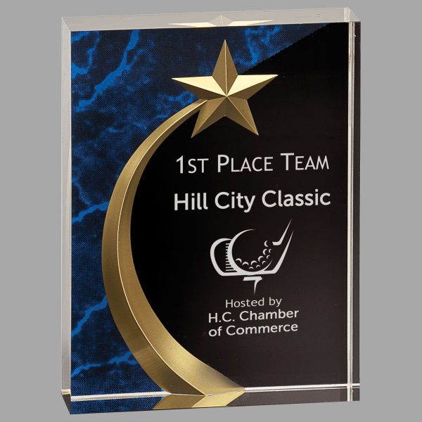 6" Sq Shoot Star Marble Acrylic Award – item SHS6BM