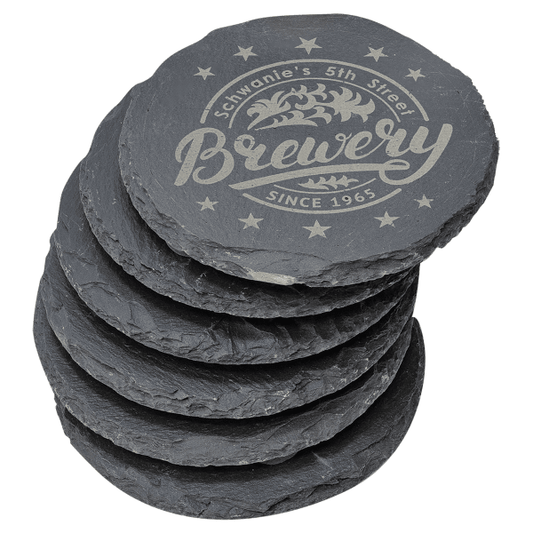 4" Round Slate Coaster Set-6 Piece – item SLT004