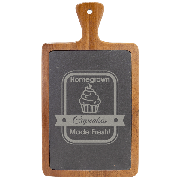 13.25" x 7" Acacia Wood/Slate Cutting Board – item SLT075