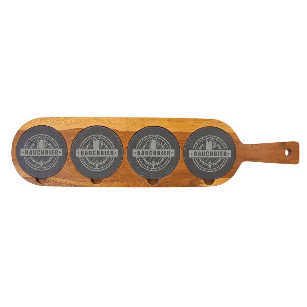 18.5" x 4.25" Acacia Wood/Slate Serving Board – item SLT078