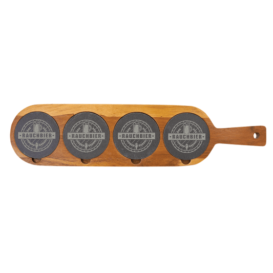 18.5" x 4.25" Acacia Wood/Slate Serving Board – item SLT078