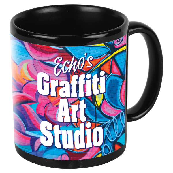 11 oz. Black/White Sublimatable Ceramic Banner Mug – item SM11BKW
