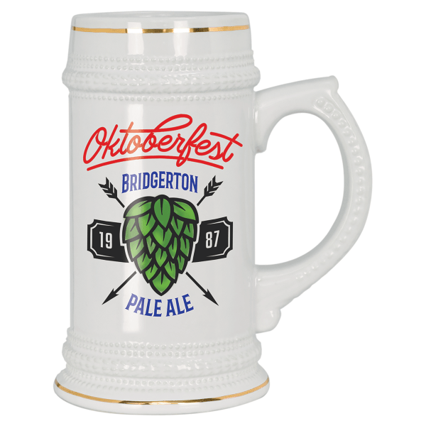18 oz. White Sublimatable Ceramic Stein – item SM22W
