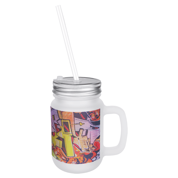 12 oz. Sublimatable Frosted Mason Jar with Lid & Straw – item SMJ1F