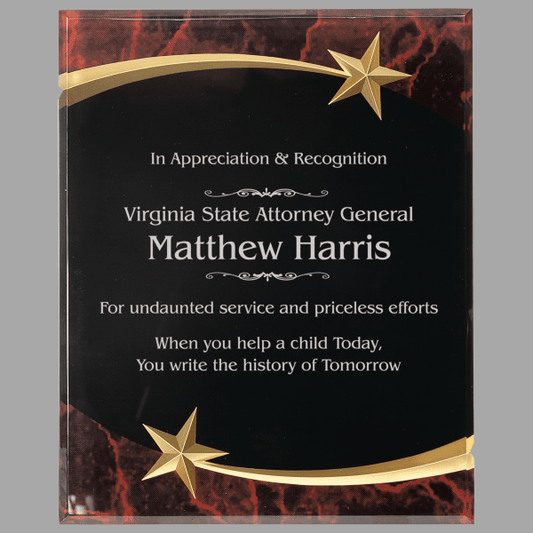 7" X 9 Red Marble Sht Star Plaque Acrylic – item SSP79RM