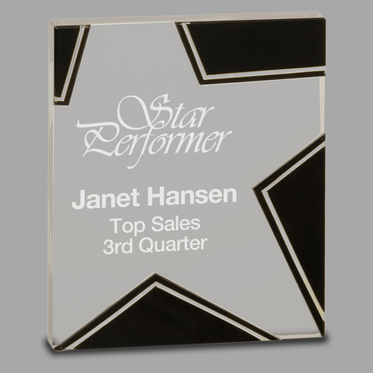 5 1/2" Silver and Black Star Glass — STG11
