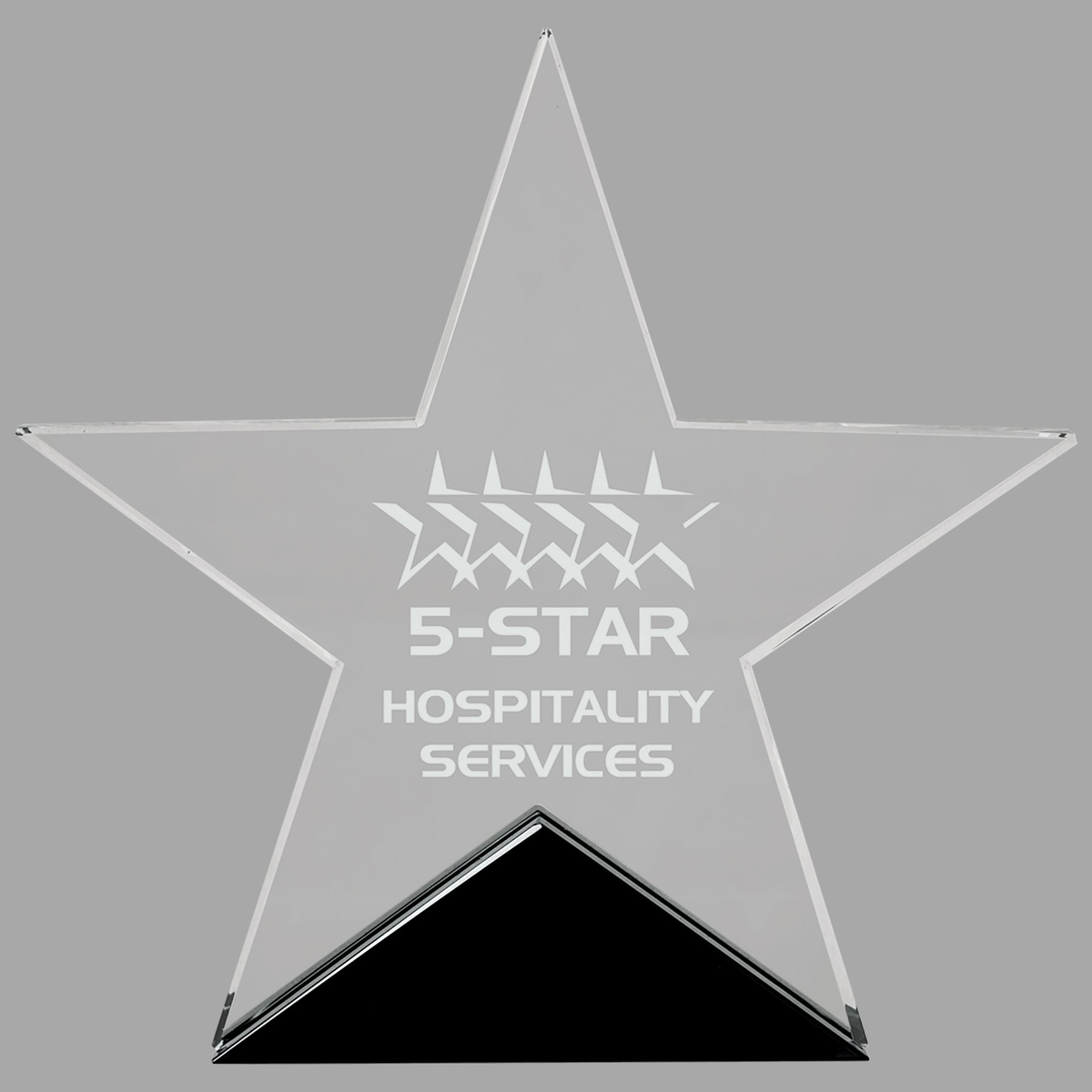 6 3/4" x 6 1/2" Clear Glass Star on Black Base — STG22