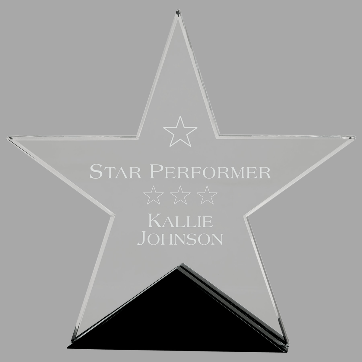 7 3/4" x 7 1/2" Clear Glass Star on Black Base — STG23