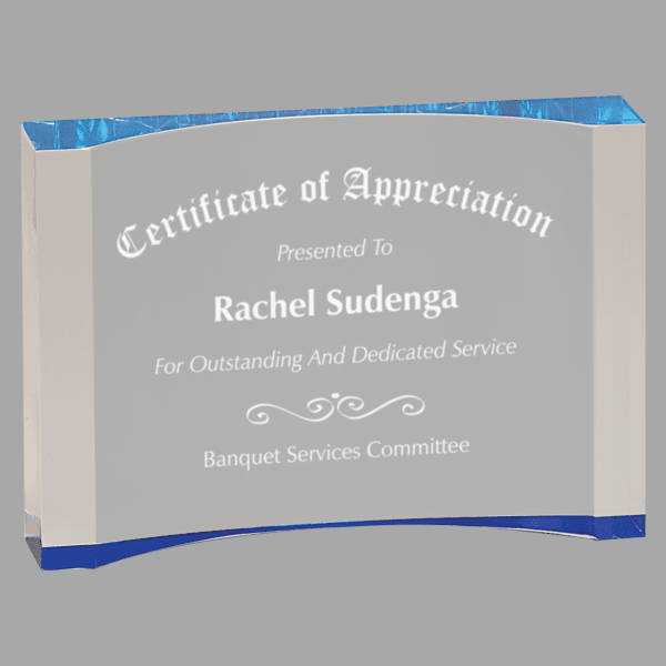 4.5" X 7 1" Thck Cresc Acrylic Award – item TAC47BU